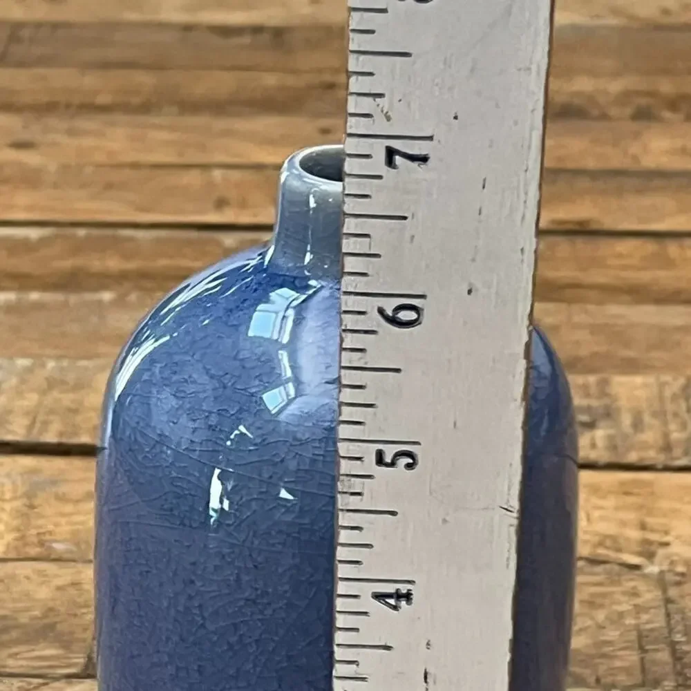 Crate & Barrel Blue Perry Vase Small 6.5” Jug Minimalist Decor